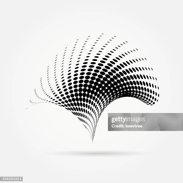 twisted monochrome half tone dots texture symbol - perspective grid icon stock illustrations