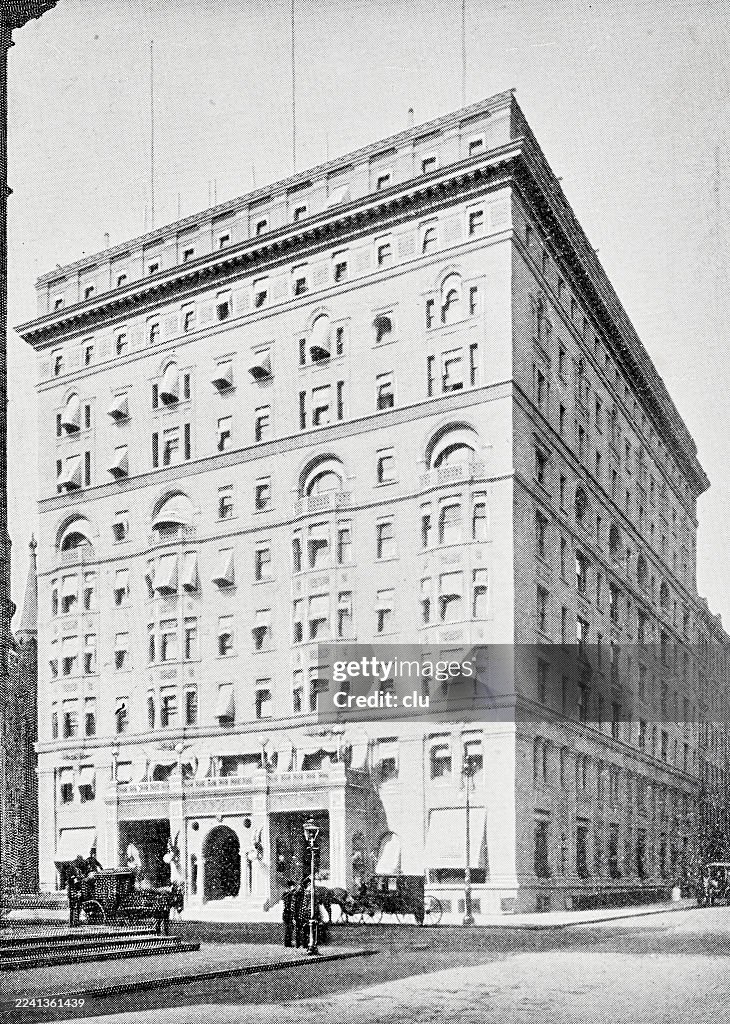 New York City, Manhattan, Holland House Hotel an der südwestlichen Ecke der Fifth Avenue und der 30th Street, 1892 eröffnet und benannt nach dem berühmten Londoner Herrenhaus, einst eines der Grand Hotels des Gilded Age New York