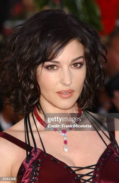 Actress Monica Bellucci attends the premiere of the film "Matrix Reloaded" at the 56th International Cannes Film Festival May 15, 2003 in Cannes,...