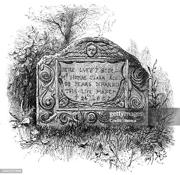 bildbanksillustrationer, clip art samt tecknat material och ikoner med plymouth county, massachusetts, tomb of thomas clark, burial hill - massachusettsbukten
