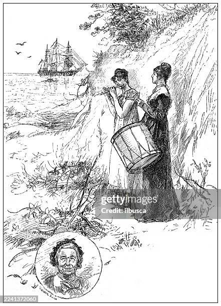 bildbanksillustrationer, clip art samt tecknat material och ikoner med plymouth county, massachusetts, a musical stratagem, 1812 - massachusettsbukten