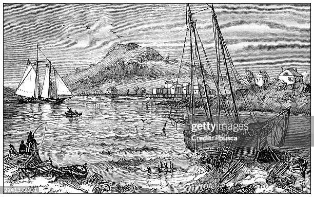 bildbanksillustrationer, clip art samt tecknat material och ikoner med plymouth county, massachusetts, cohasset harbor - massachusettsbukten