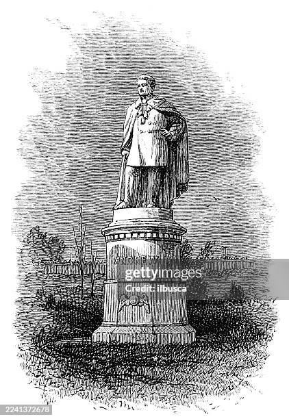bildbanksillustrationer, clip art samt tecknat material och ikoner med plymouth county, massachusetts, statue of governor andrew - massachusettsbukten