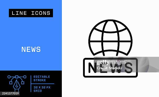live news, news event, breaking news single line icon - breaking news stock illustrations