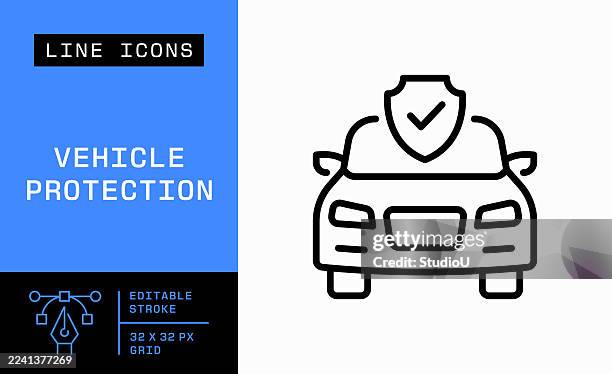 vehicle protection single line icon - car trade stock illustrations
