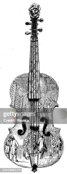 dutch faience, violin - guitar strings stock illustrations