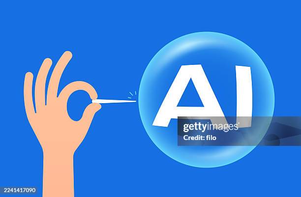 artificial intelligence bubble - deflated stock illustrations