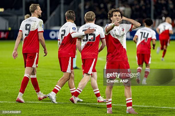 Miguel Rodríguez of FC Utrecht scores the 3-1 goal during the Dutch Eredivisie match between FC Utrecht and FC Volendam at the Galgenwaard Stadium on...