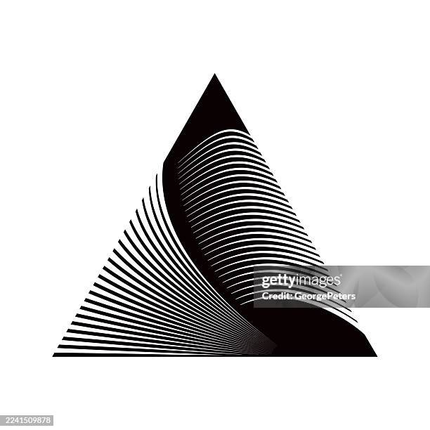 abstract triangle shape and merging stripes - partnership logo stock illustrations