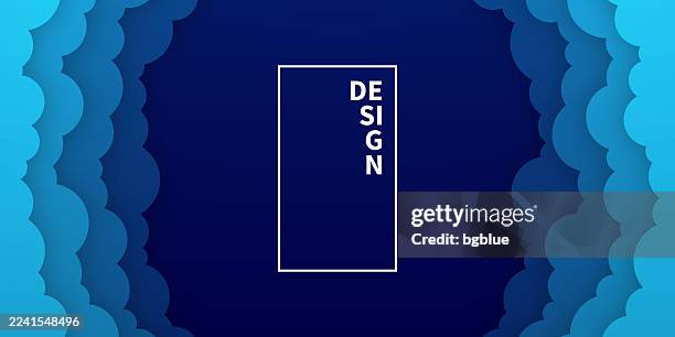 blue sky with couds - paper cut background - trendy 3d design - dark rain clouds stock illustrations