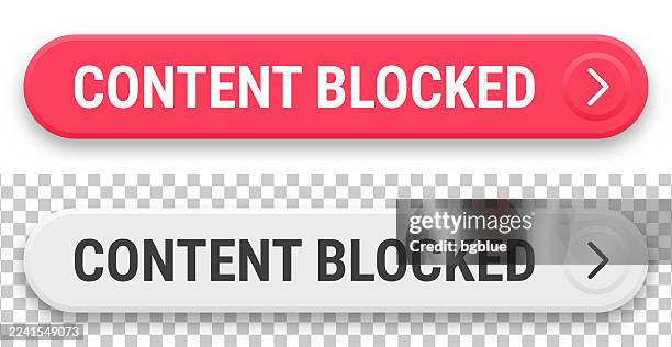 content blocked - 3d click web buttons on blank background - website frustration stock illustrations