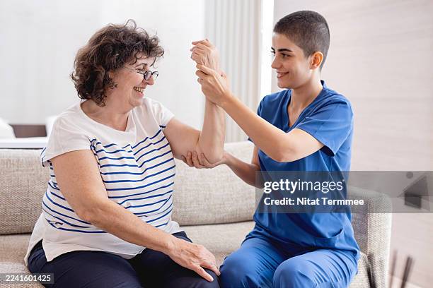 physical therapy is an essential tool for older adults facing muscle weakness, joint pain, or mobility challenges. it restores movement, prevents further injuries, and promotes independence, thereby improving their overall health and quality of life. - myasthenia gravis stock pictures, royalty-free photos & images