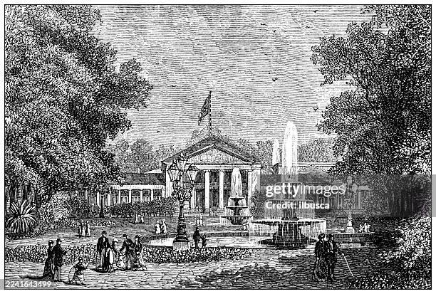 wiesbaden, germany, kursaal, gambling house - kursaal amusement park stock illustrations