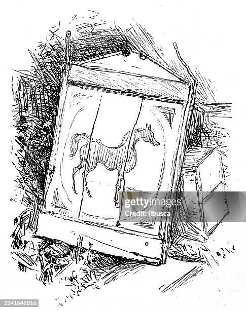 staten island, sign, black horse tavern - black horse stock illustrations