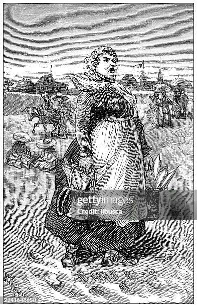 new york in summer, peanuts vendor - coney island stock illustrations