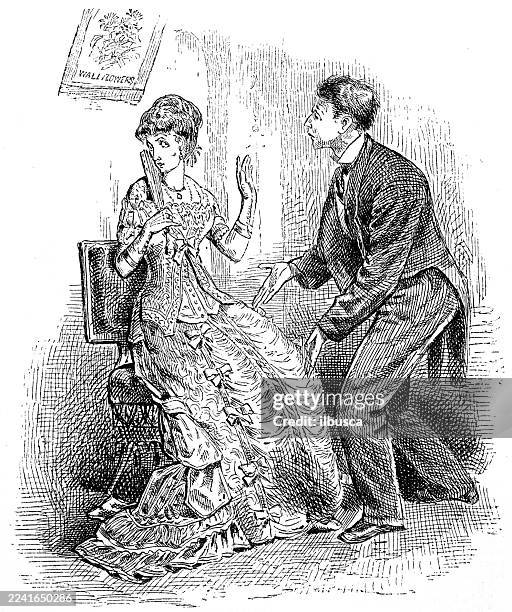 couple - embarrassed guy stock illustrations