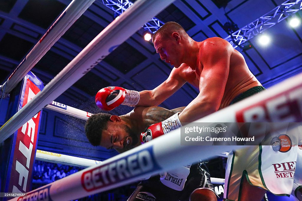Jimmy Carrol Boxing Jimmy Sains punches Troy Coleman during the English & Commonwealth ...