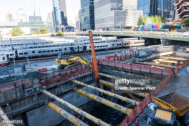Construction continues on the Hudson Gateway Tunnel project to connect New Jersey to Penn Station on October 17, 2025 in New York City. President...