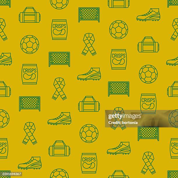 football soccer seamless editable stroke icon pattern - soccer scarf stock illustrations