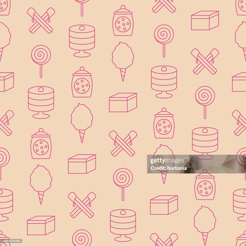 Dessert Seamless Editable Stroke Icon Pattern