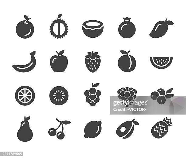 fruit icons set - classic series - cantaloupe stock illustrations