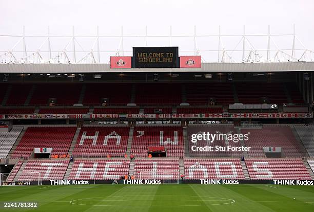 General view inside the stadium prior to the Premier League match between Sunderland and Wolverhampton Wanderers at Stadium of Light on October 18,...