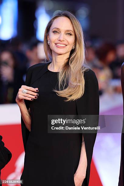 Angelina Jolie attends the "Couture" red carpet during the 20th Rome Film Festival at Auditorium Parco Della Musica on October 18, 2025 in Rome,...
