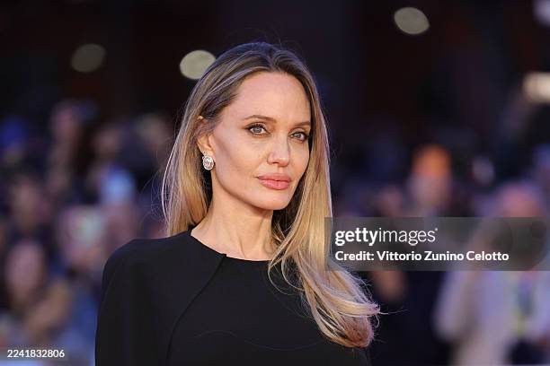 Angelina Jolie attends the "Couture" red carpet during the 20th Rome Film Festival at Auditorium Parco Della Musica on October 18, 2025 in Rome,...