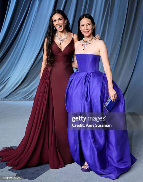 Demi Moore and Lucy Liu attend the 5th Annual Academy Museum Gala at the Academy Museum of Motion Pictures on October 18, 2025 in Los Angeles,...
