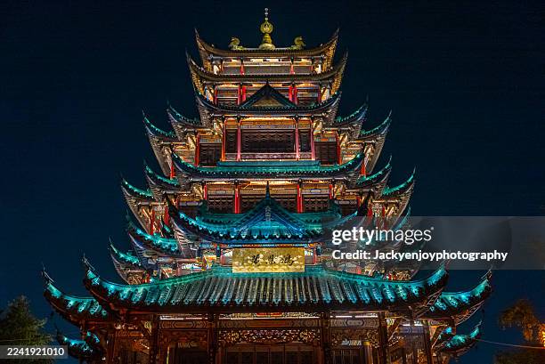 at night, hong'en temple in chongqing, china - pagoda stock pictures, royalty-free photos & images