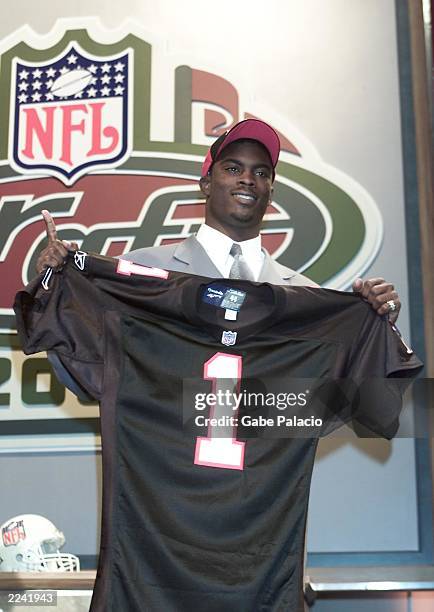 Michael Vick was the top pick by the Atlanta Falcons and the pick overall in the NFL Draft 2001 at Madison Square Garden in New York City on...