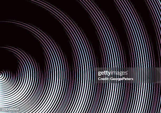 concentric circles abstract background and glitch technique - stereoscopic image stock illustrations