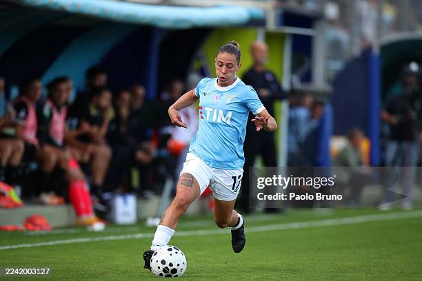 Margherita Monnecchi of SS Lazio in action during the Serie A Women match between SS Lazio women and Juventus FC women at Formello sport center on...