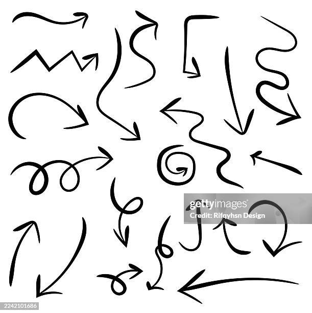 simple hand draw arrow set symbol - multiple arrows stock illustrations