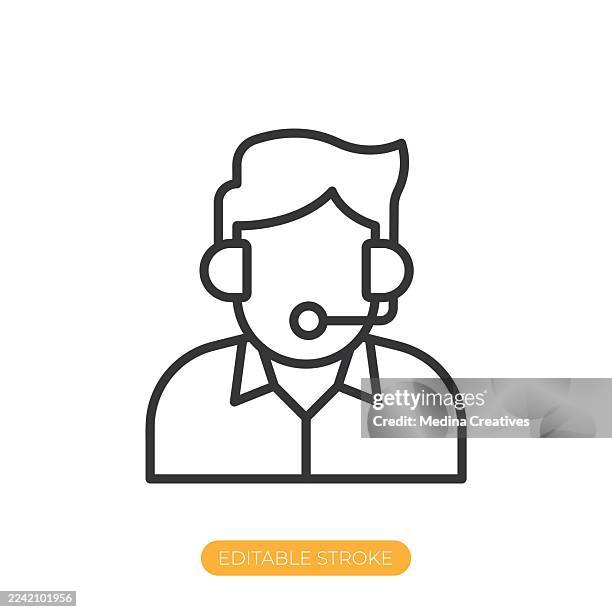 customer service agent icon. editable stroke thin line icon - admin assistant stock illustrations