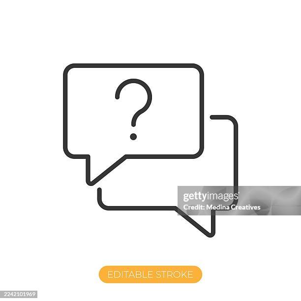 dialogue with question mark icon. editable stroke thin line icon - pixel perfect stock illustrations