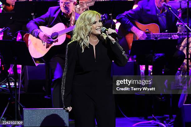 Trisha Yearwood performs onstage during the Medallion Ceremony for the Class of 2025 at Country Music Hall of Fame and Museum on October 19, 2025 in...