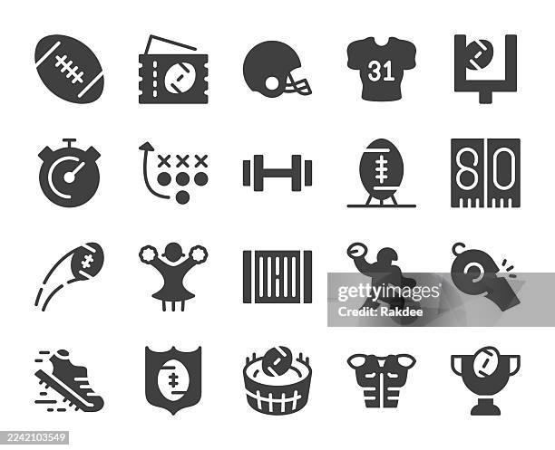illustrazioni stock, clip art, cartoni animati e icone di tendenza di football americano - icone - placcare