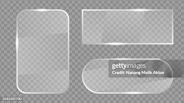 realistic clear flat glass, window, or mirror collection with transparent background - structural glass facade curving stock illustrations