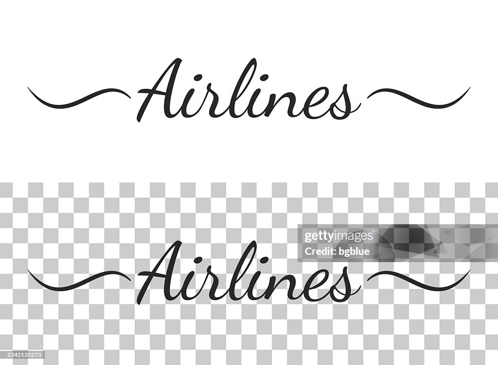 Airlines - Calligraphy text with swashes on blank background
