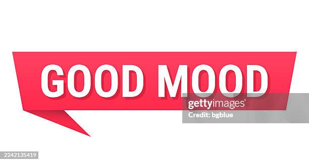 good mood - red speech bubble on blank background - mood board stock illustrations