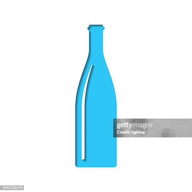 bottle. icon cut out on white paper with blue background - wine carafe stock illustrations