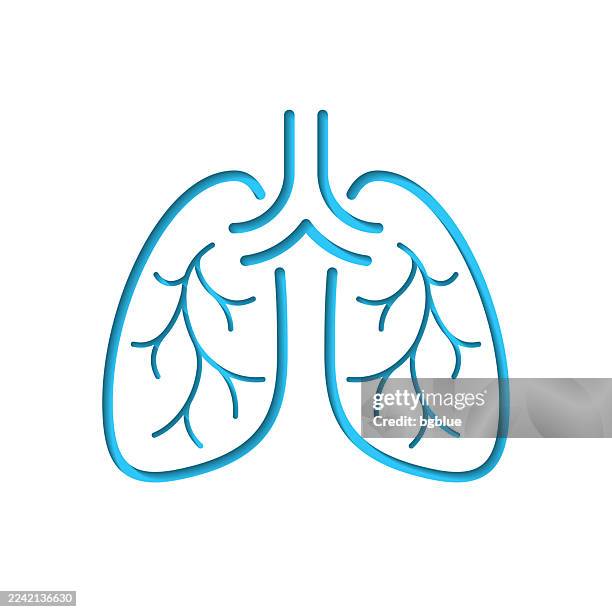 lungs. icon cut out on white paper with blue background - asthma stock illustrations