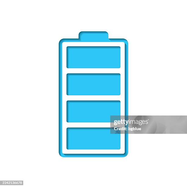 battery. icon cut out on white paper with blue background - wireless charging stock illustrations