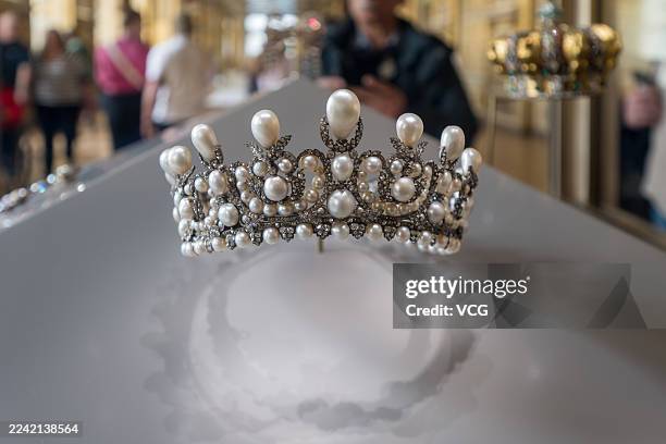 The Empress Eugénie's crown is exhibited at the Louvre Museum on April 27, 2025 in Paris, France. The world-renowned Louvre museum in Paris was shut...