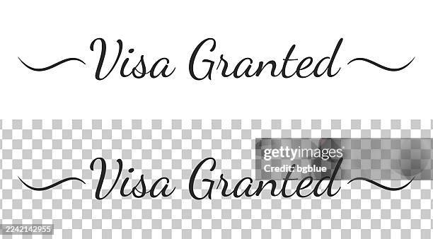 visa granted - calligraphy text with swashes on blank background - visa approved stock illustrations