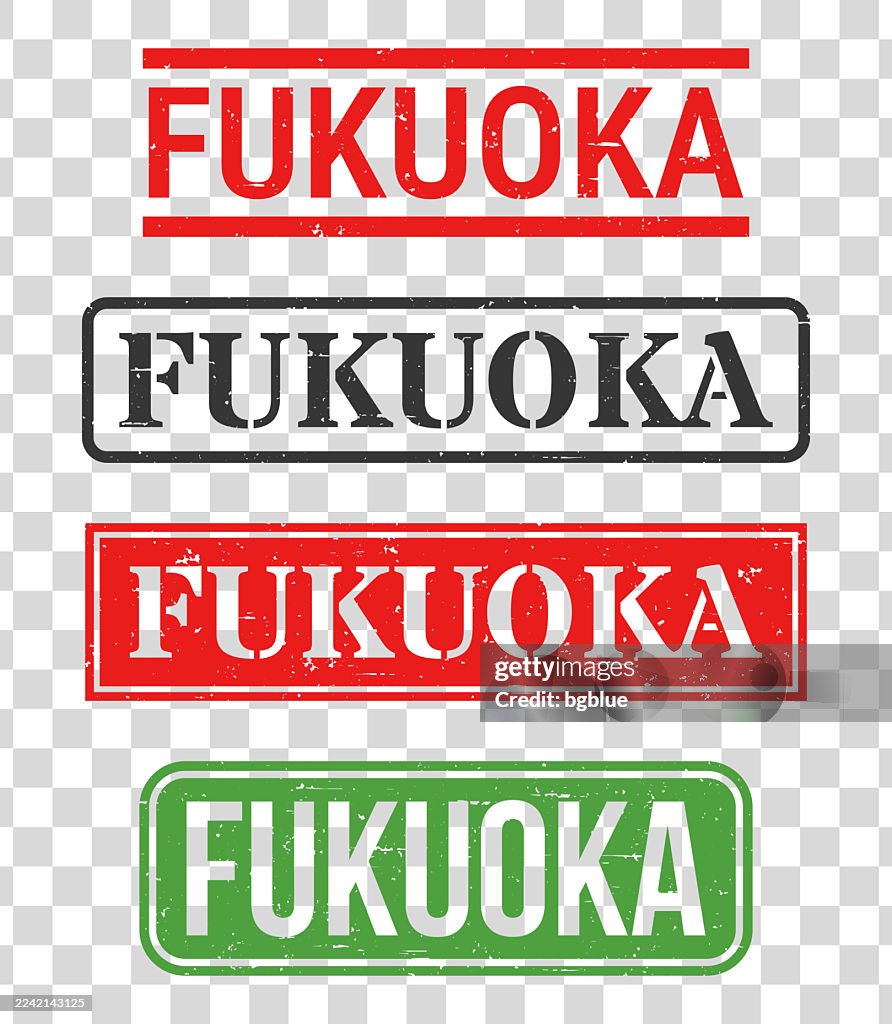 Fukuoka - Rubber stamp set on blank background
