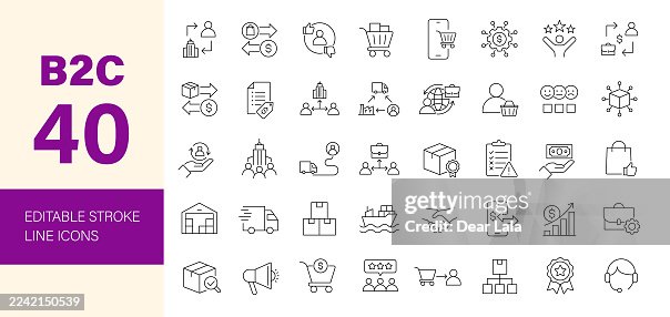 B2C Line Editable Icon set. B2C Line Editable Icon set.