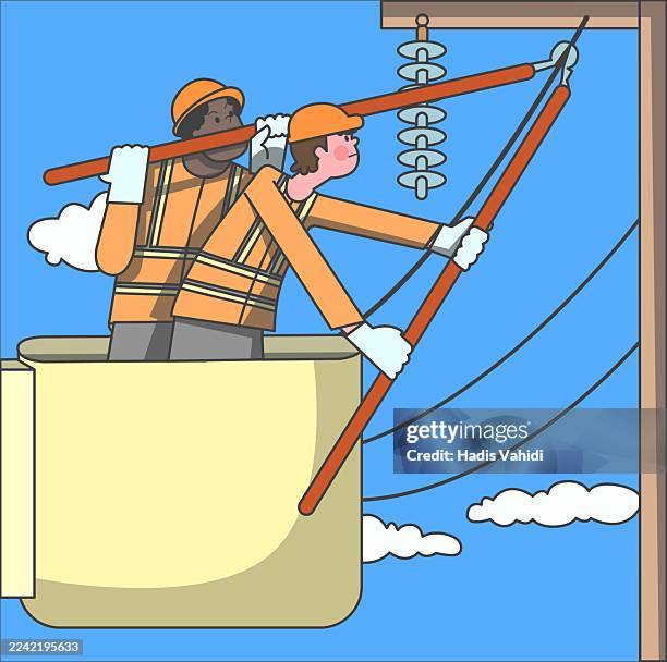 Utility Work Cartoon 72 Power Lineman Cartoon High Res Illustrations - Getty Images