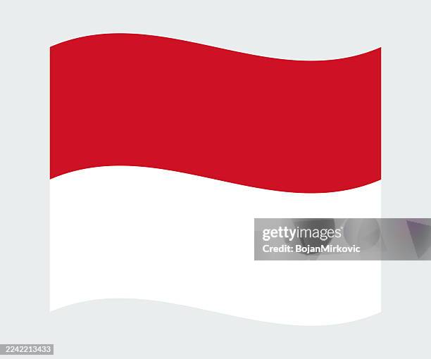 monaco waving flag. vector - red flags stock illustrations